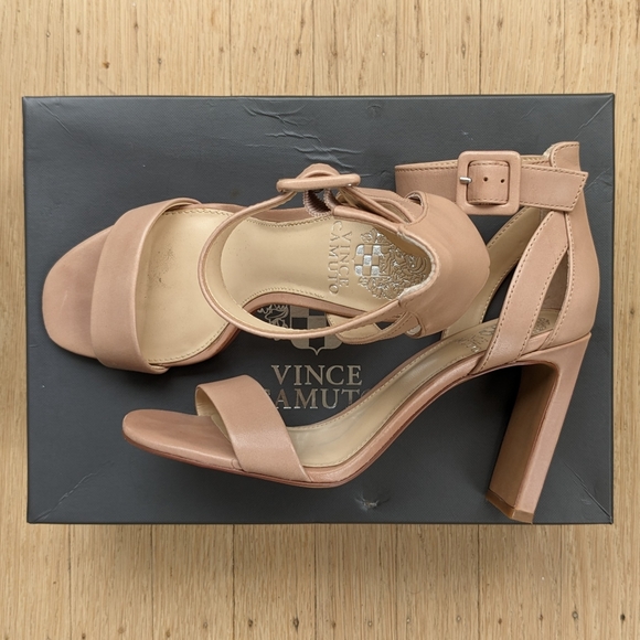 Vince Camuto Bevvyn Nude Ankle Strap Heels - Picture 1 of 4